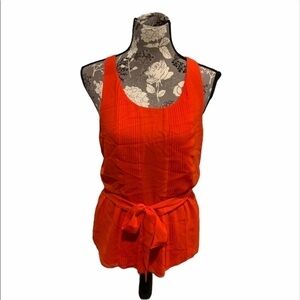 BEBE Sleeveless Belted Blouse Bright Coral small